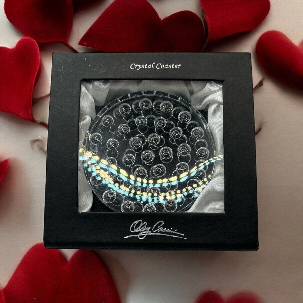 Oleg Casini Crystal Bubble Coasters Unused In The Box Vintage